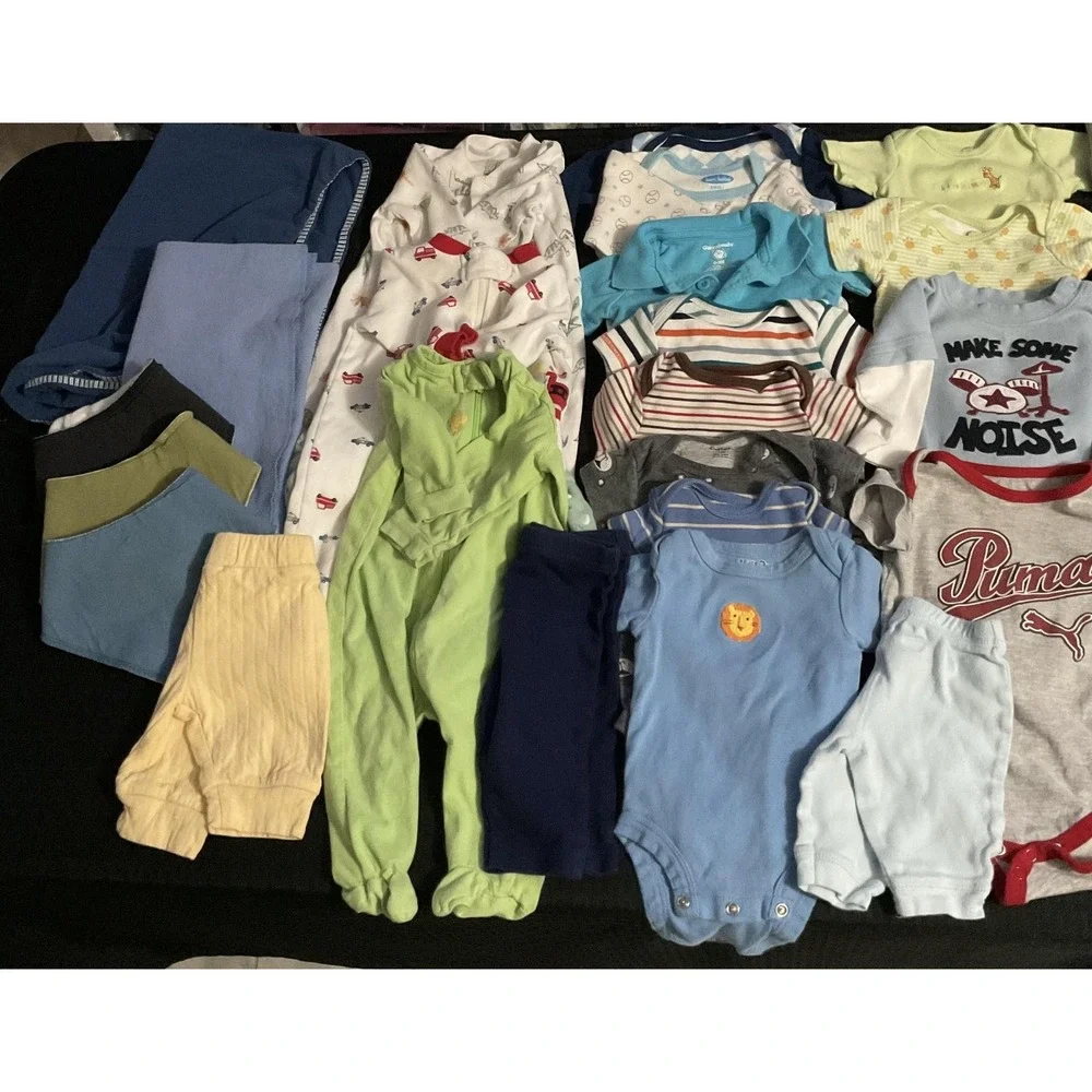 Mixed Brands Clothes Lot‎ Boys 0-6M Multicolor Bodysuits Pants Sweater 31pc